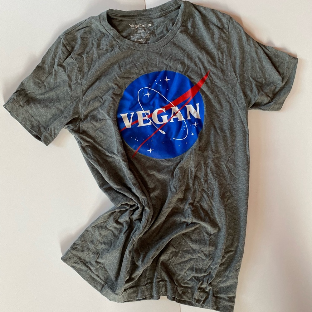 Vegetaryn Grey Graphic Tee with NASA design